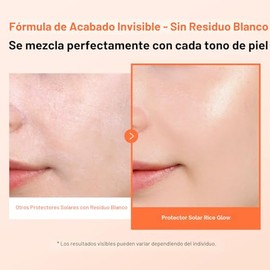 TOSOWOONG Rice Glow Protector Solar, SPF50+ Protector Solar Coreano de Espectro Amplio para Rostro, Acabado Luminoso Sin Residuo Blanco, Hidratante Fa