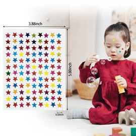 0.3" Diameter Multicolor Star Stickers - 1080 Pcs, 10 Sheets - Reward Stickers for Children, Ideal for Reward Charts and More