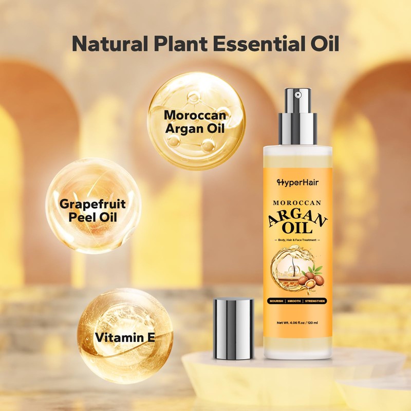 HyperHair Moroccan Argan Oil Hair Serum (4.06 Fl Oz), Body,