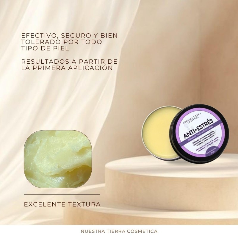 Nuestra Tierra Cosmetica Bálsamo Herbal Anti-Estrés, Aceites Esenciales para Relajación,