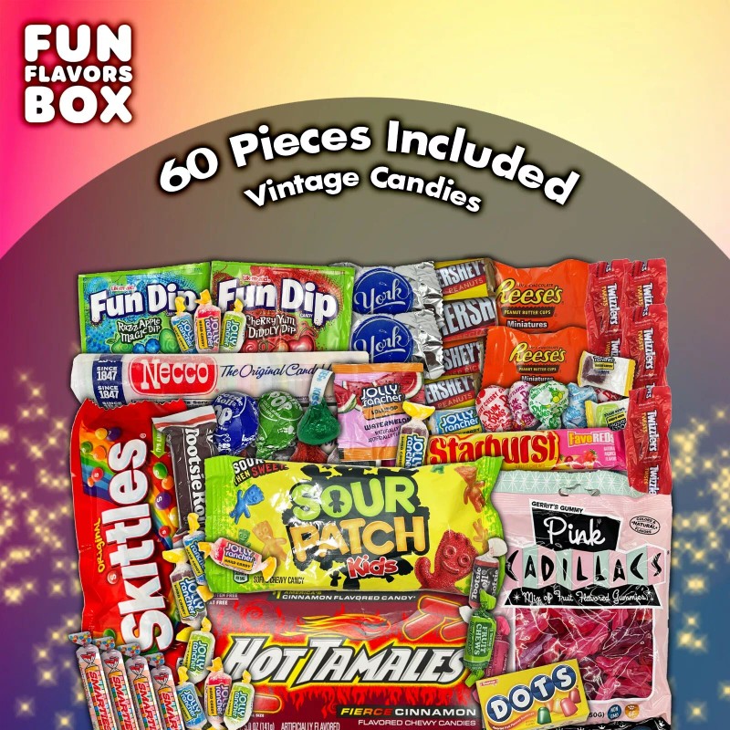 Fun Flavors Box Candy Gift Box Snack Care Package 60