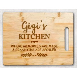 Gigi's Kitchen Bamboo Cutting Board - Mother's Day Cutting Board - Mother's Day Gift - Birthday Gifts From Grandchildren - Son Daughter - Best Grandma Cutting Board - Gigi Gifts