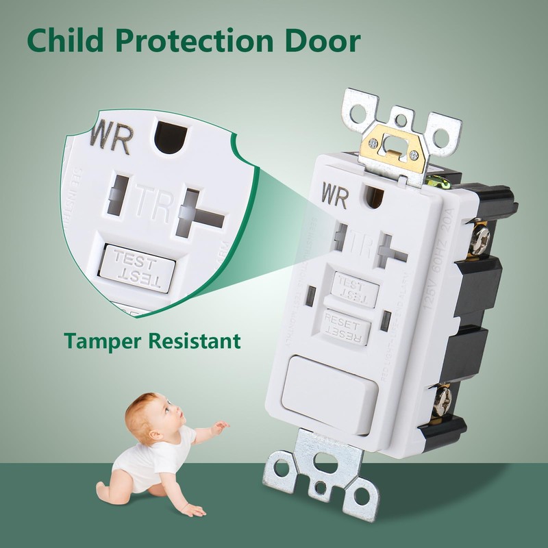 Wengart GFCI Combination Switch,AC120V 20Amp Weather-Resistant and Tamper-Resistant LED Indicator,ETL