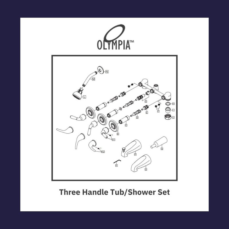 Olympia Faucets P-3230-BN Three Handle Tub/Shower Set, Tarnish Resistant PVD