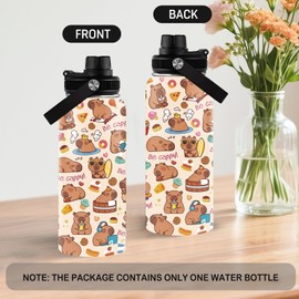Capybara Gifts, 32 oz Insulated Water Bottle, Stainless Steel Water Bottles, Sports Travel Bottles, Cute Capybara Cups Gifts for Girls Women Capybara Lovers (1pcs)