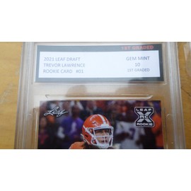2  cards 1, JUSTIN FIELDS 2021 LEAF 1ST GRADED 10 ROOKIE CARD 1 Ttrevor Lawrence