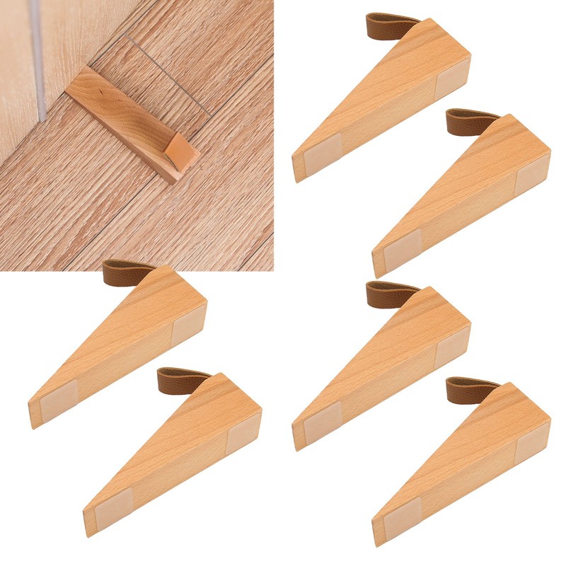 6pcs Door Stopper Wedge Polished Glossy Compact Wooden Firefighter Door