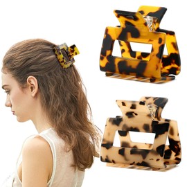Pack of 2 Women's Small Medium Hair Clips for Thin Thick Hair Celluloid Rectangular Hair Clips Non-Slip