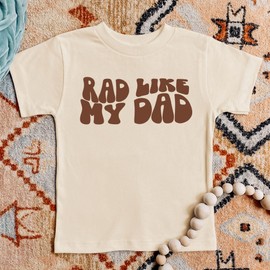 Rad Like My Dad Groovy Retro Shirt for Boys and Girls White on Military Green Shirt 12 Months