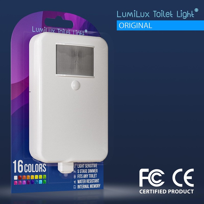 LumiLux Toilet Light with Motion Detection Sensor - 16-Color LED