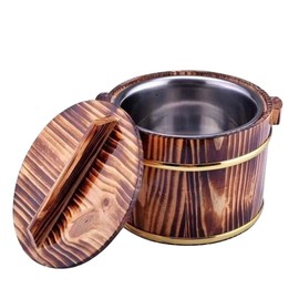 GANAZONO 1 Pc Cask Rice Cask wooden rice tub Sauna Bucket wooden steamer bowl Rice Storage Bucket sushi kit tofu chinese rice practical wooden barrel stainless steel heater Multifunction