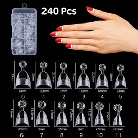 480 Pcs Nail Extensions, Nail Tips Half Cover Almond & Tapered Square Nail Tips Clear Set | Almond Tips and Square Nail Tips Pre Shaped | False Nails 12 Sizes French Nails Tip Extensions