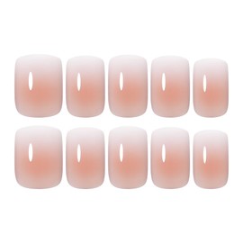 XZMeiLun Nude Ombre Press On Nails Short Square, Gradient French Tip Designer Fake Nail Reusable Real Acrylic Nails for Women, Glossy Soft Gel False Nail with Glue On Nails, Wedding Stick On Nail