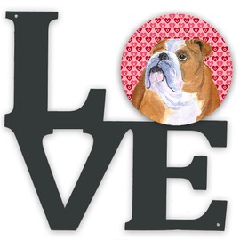 Caroline's Treasures Bulldog English Hearts Valentine's Day Metal Artwork Love Wall-Decor, Multicolor