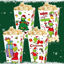 JeVenis Pack of 12 Christmas Popcorn Boxes Gingerbread Popcorn Boxes Christmas Party Supplies Christmas Party Favours Christmas Party Accessories