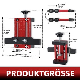 Cabinet Door Installation Kit with 5 PH2 & 5 SQ2 bits, Lightweight Aluminum Jig and Precise Positioning Tool, High Quality Bits for Accurate Installation and Versatile Use on Cabinet Doors