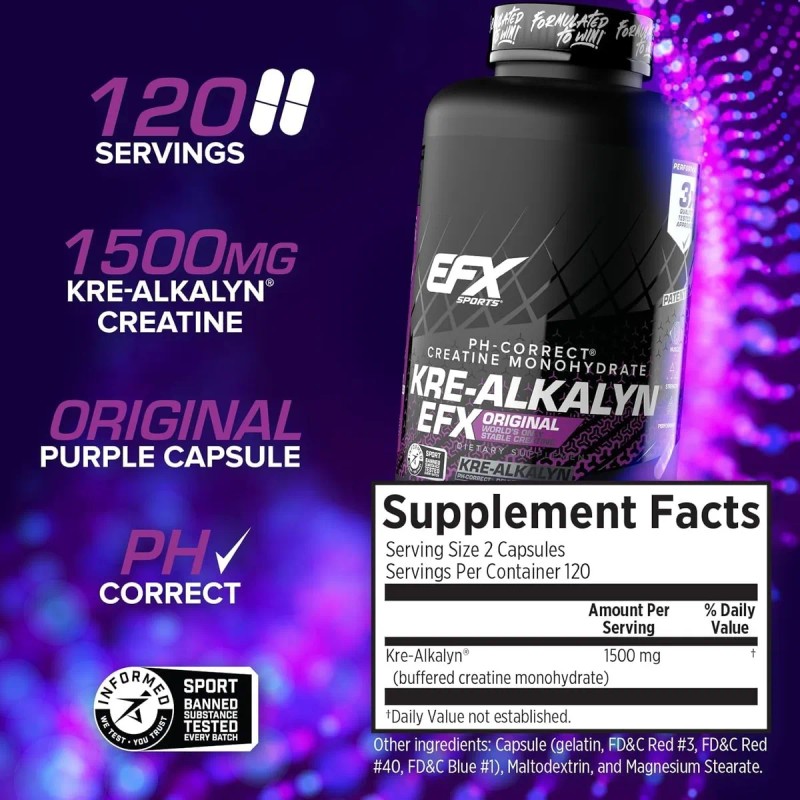 Efx Sports Kre-alkalyn Efx Creatina Monohidrato 240caps Sfn Sin Sabor