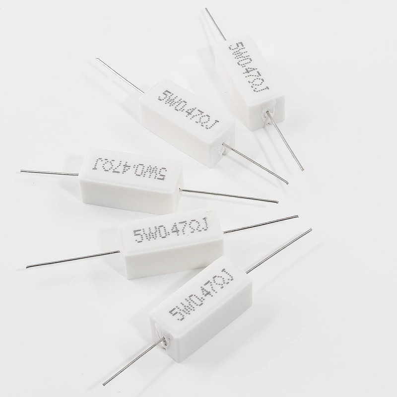 Qjaiune 10Pcs Cement Resistor 5W 0.47 Ohm Resistor, Ceramic Resistor