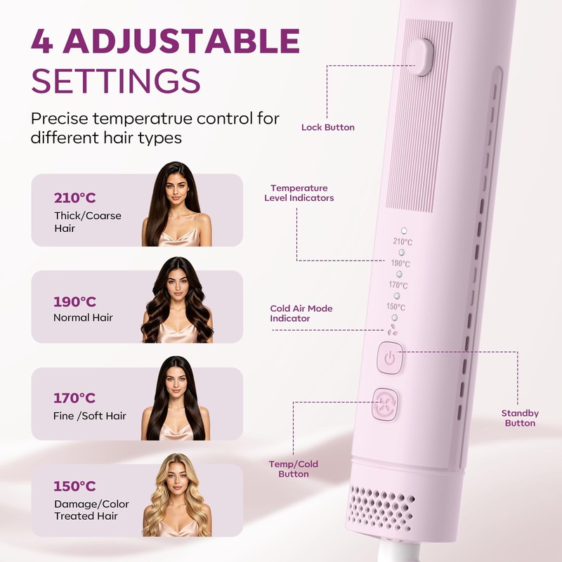 HarrFlow Airflow Curling Iron, Straightener & Flat Iron Combo, Red