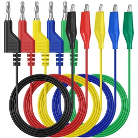 AMTOVL Test Leads Crocodile Clips Cable Set 5 Colours Stackable Banana Plug with Protective Sleeve 5A 100 cm Crocodile Clip Test Lead
