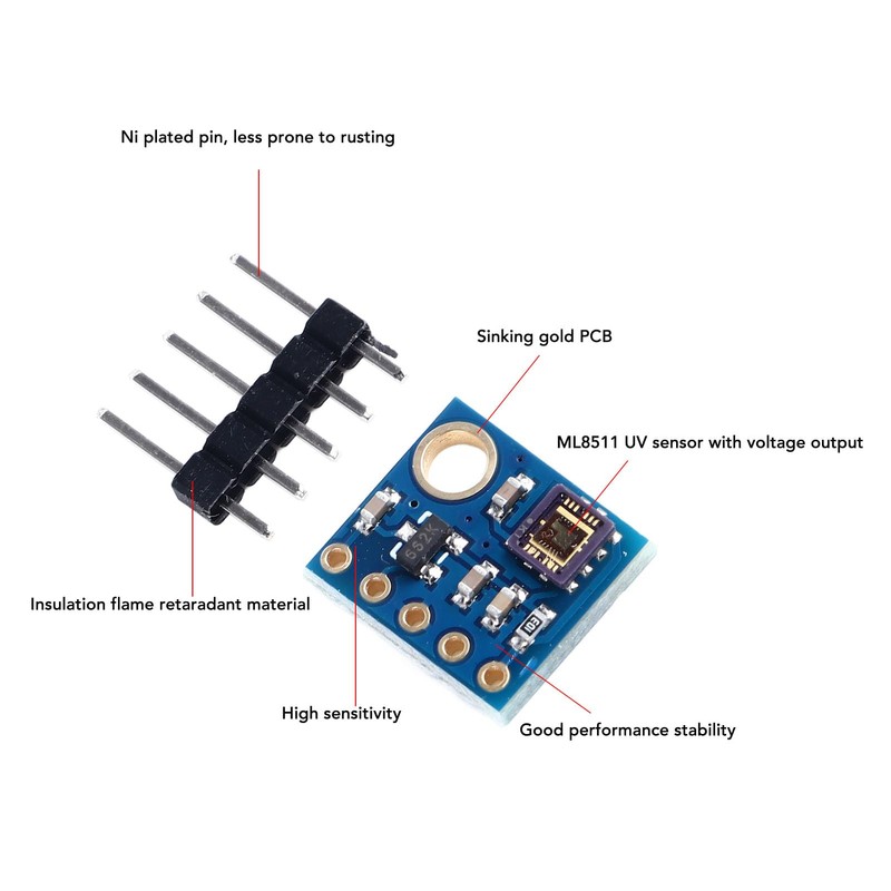 Accurate UV Detection ML8511 UV Sensor Module, Analog Output Stability,