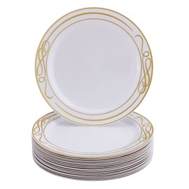 Silver Spoons Fancy Side Plates | 20 pc | Heavy Duty Dishes | Elegant Fine China Look | Bella – Gold 7.5”