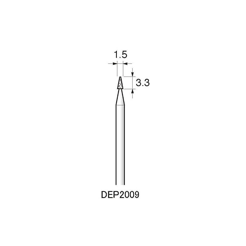 Argo File Electroplated Diamond Bit, Small Triangle, 1.5Φx3.3#200, Shaft Diameter: