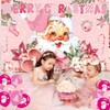 Merry Christmas Banner Backdrop, Pink Santa Xmas Background Banner Santa