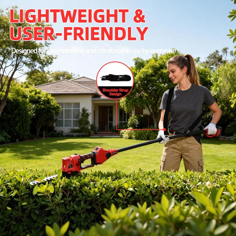 4-in-1 Electric Pole Hedge Trimmer, Cordless Bush Trimmer & Grass