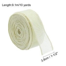 QUARKZMAN Burlap Ribbon Fabric Wired Edge Ribbons Cream White 1-1/2 Inch x 10 Yard for Gift Wrapping, Bow, Wreath, Christmas Tree, Flower Bouquet (3.8 cm x 9 m)
