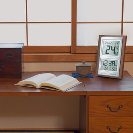 ADESSO NAR-102 Daily Radio Clock, Digital, Standing, Temperature, Humidity, Date Display, Day of the Week Display, Anniversary Setting Function, Wood Grain Tone, Brown