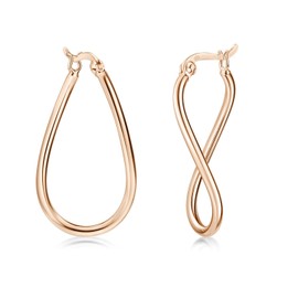 MATERIA by Matthias Wagner Women's Creole Earrings 925 Silver Curved in 3 Colours, Silver