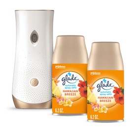 Glade Automatic Spray Refill and Holder Kit, Air Freshener for Home and Bathroom, Hawaiian Breeze, 6.2 Oz, 2 Count