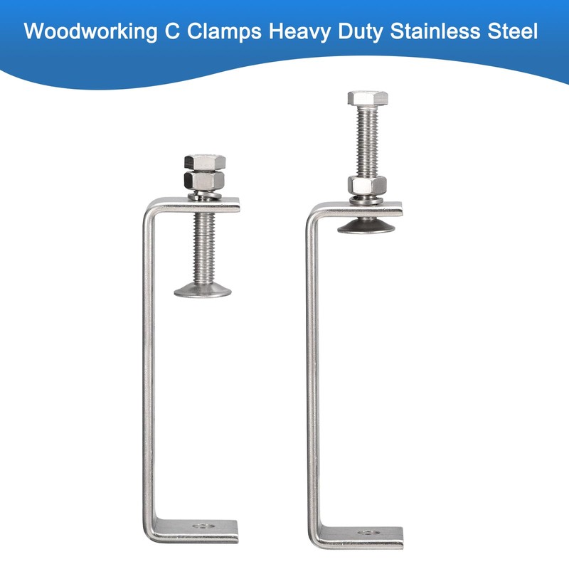 2 Pack 304 Stainless Steel C Clamps with 120mm/4.72" Stable