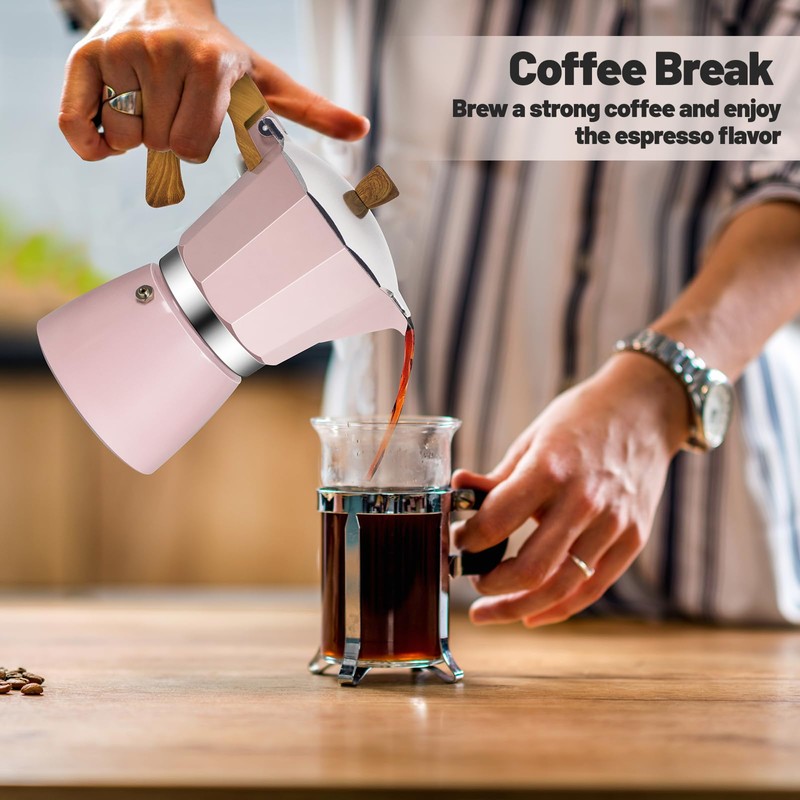 Vaolvpant 3 Cup Aluminum Moka Pot Classic Stovetop Espresso Coffee