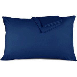 Youth Pillowcase Cover 16"x22" - 100% Egyptian Cotton 500 Thread Count Toddler Pillowcase for Boys, Girls, Kids Pillow Cover for Little Sleepy Head Pillows - Smart Envelope Closure 1 Piece Navy Blue