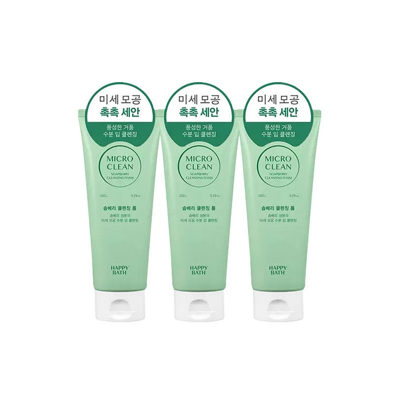 Happybath 해피바스 마이크로클린 솝베리 클렌징폼 150g 3개 Happibath Microclean Soapberry