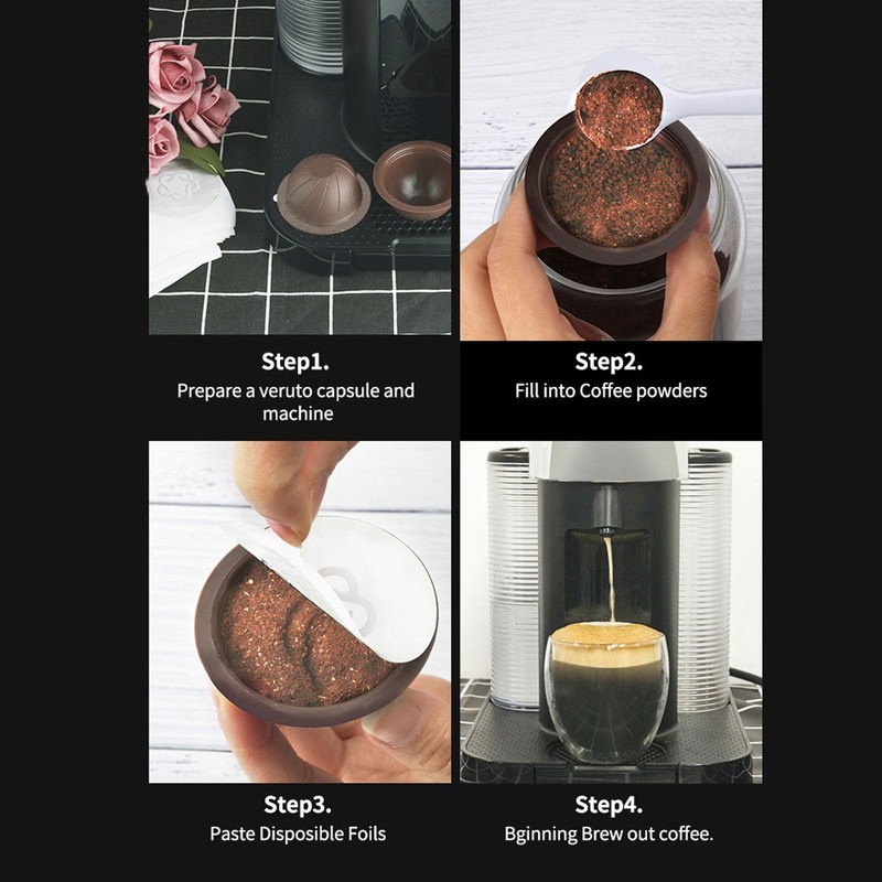 Refillable Coffee Pods, Reusable Capsule Set, Washable, Compact with Lid