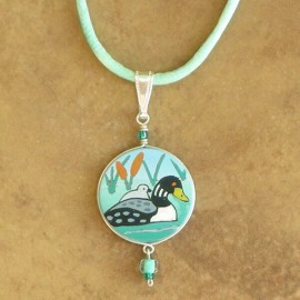 Wanderlust Girls' Jewelry- Baby Duck with Mom Necklace-Handp