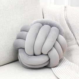 Petrella Knot Pillow Throw Pillows Ball Round Cute Throw Pillows Home Decor Cushion Decorative Aesthetic Spandex,Light Gray 8inch