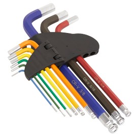 Sealey Premier 9pc Anti-Slip Long Ball-End Allen Key Hex Set - Imperial - AK7197