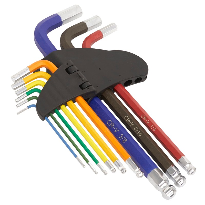 Sealey Premier 9pc Anti-Slip Long Ball-End Allen Key Hex Set