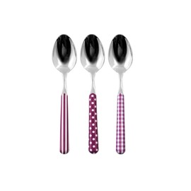 Home Provence Set 6 Cucchiai da Tavola in Acciaio Inox, Manico Decorato Lilla con Fantasie Assortite, Lavabili in Lavastoviglie