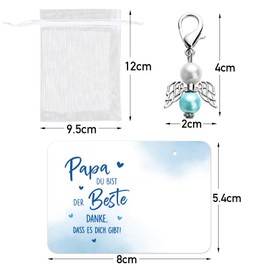 BOOMTOP Guardian Angel Keyring Mum / Dad Gifts Angel Lucky Charm Best Mum Best Dad in the World Gift Pearl Angel Car Keychain Pendant for Mother's Day Father's Day Birthday Christmas, Dad, Unit size