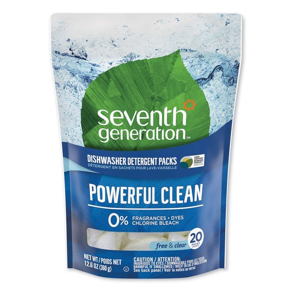 Seventh Generation 22818Ct Natural Dishwasher Detergent Concentratedpacks, 20 Packets/Pack, 12 Pk/Ct