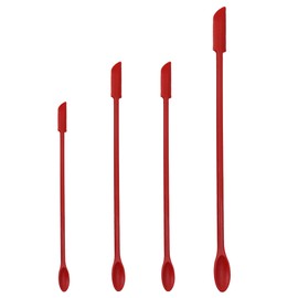 AUXBC 4Pcs Red Mini Silicone Spatula Set, Tiny Makeup Spatulas Cosmetics Scraper, Small Rubber Spatula Food Scraper, Jar Scrapers for Beauty Products and Kitchen Use