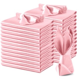 VACVELT - Paquete de 24 servilletas de satén rosa rubor, 12 x 12 pulgadas, servilletas de boda elegantes festoneadas, servilletas de mesa cuadradas, servilletas de tela de satén sedoso para