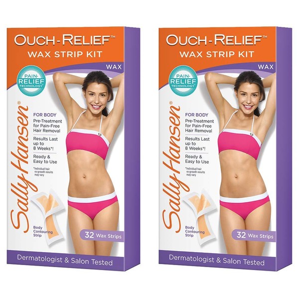 Sally Hansen Quick and Easy Hair Remover Wax Strip Kit For Under Arms Legs and Body Women, Pack of 2