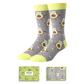 Zmart Avocado Gifts for Avocado Lovers, Funny Avocado Socks for Men Fruit Socks Gray