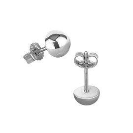 NKlaus Pair of 6 mm Stud Earrings 925 Sterling Silver or 333 Yellow Gold Hemisphere Women's Stud Earrings, White Gold